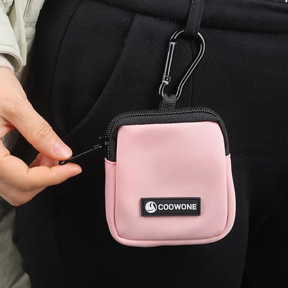 COOWONE Dog Treat Pouch 2 Pack, Waterproof, Zipper Closure, Hands Free, Black+Pink
