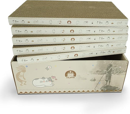 5 Pack Cat Scratching Boards | Reversible Cardboard Cat Scratcher with Catnip | Corrugated Cardboard cat Scratcher | Indoor Cat Scratch Pad | Durable Cat Scratcher Box | 16.34" L x 11.42" W x 5.51" H