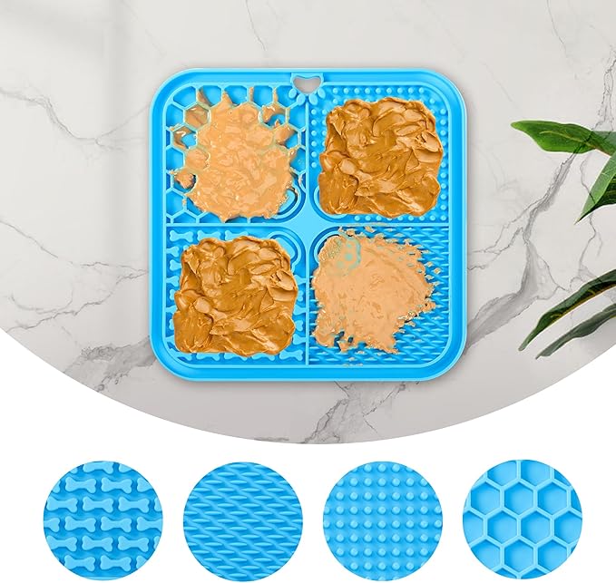 Dog Lick Mat, 3Pack Dog Slow Feeder, Non-Slip Design Lick Mat for Dogs and Cats, Boredom and Anxiety Reducer,Suitable for Treats, Yogurt, Peanut Butter (Grey+Black+SkyBlue)
