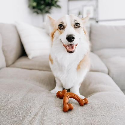 Nylabone Ergonomic Hold Wishbone Power Chew Toy for Dogs, Dog Toys for Aggressive Chewers, Bison Flavor, Small - Up to 25 Ibs, 1 Count