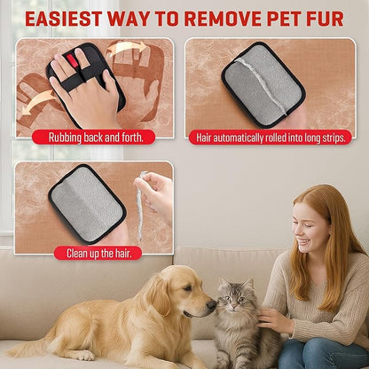 Pet Hair Remover Gloves for Cats & Dogs, Electrostatic Pet Hair Removal Gloves Brush for Pets Hair, Upgraded Animal Fur Removal Tool, Reusable Cats & Dogs Grooming Gloves for Hair Removal (2)