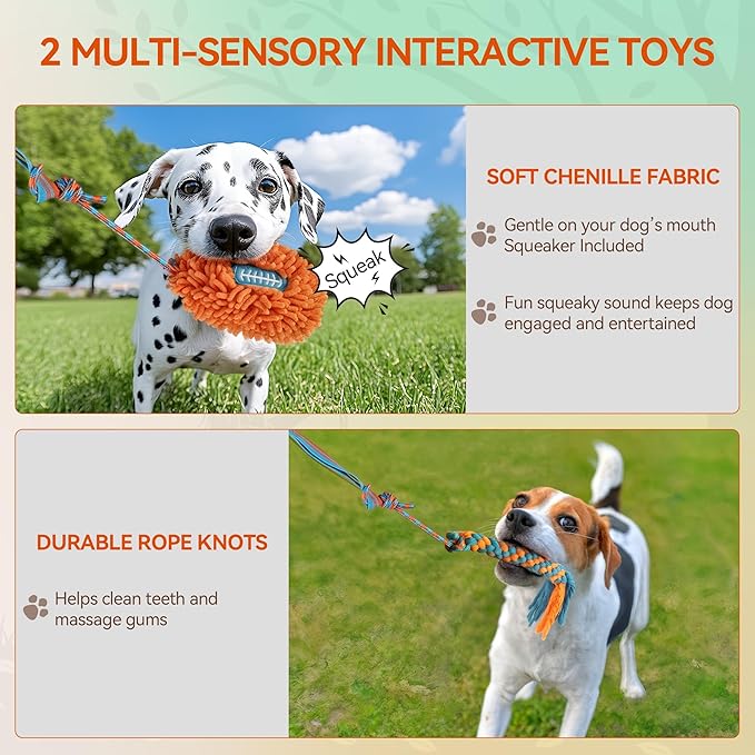 ALL FOR PAWS Dog Bungee Tug Toy, Outdoor Hanging Bungee from Tree for Chase & Tug Fun, Interactive Tug-of-War Toy for Small and Medium Dogs, Bungee Cord with Dog Rope Toy & Soft Chew Toy
