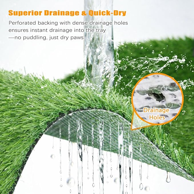 Replacement Artificial Grass for Dog Potty – 31.5" x 23.6" Large Fake Grass Pad, Quick-Dry Drainage Backing, Odor Control & UV Resistant, for Indoor/Outdoor Dog Potty Tray (Grass Only)
