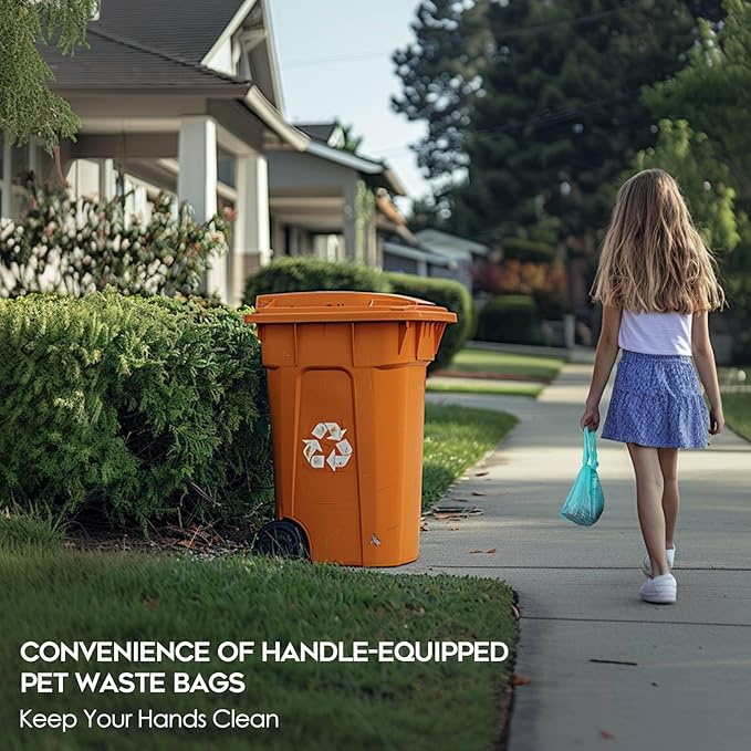 Compostable Dog Poop Bags for Swivel Bin & Rake Dog Pooper Scooper, AYOTEE Dogs Waste Bags with Handles Biodegradable 50 Packs