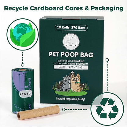 ATIFBOP Dog Poop Bags Rolls, Extra Thick and Leak-proof Poop Bag for Dogs, 600 Bags 40 Refill Rolls, Scented Waste Bag for Dog and Cat, Made form 65% Recycled Plastics