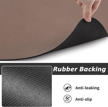 Dog Food Mat - Absorbent Cat Mat for Food and Water, No Stains Pet Feeding Bowl Mat, Easy to Clean Pet Placemats, Quick Dry Dog Water Dispenser Mat for Messy Drinkers | Brown 18"x 28"