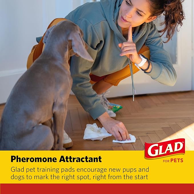 Glad for Pets Extra Large Charcoal Dog Training Pads, Absorbent Leak Proof Pee Pads for Dogs and Puppies, Odor Control Potty Pads with Activated Carbon, 28 x 30 Inches, 30 Count - 2 Pack