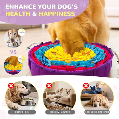 Snuffle Mat for Dogs 19"x19", Adjustable Dog Slow Feeder Bowl, Interactive Dog Enrichment Puzzle Toys, Foraging Sniff Treat Mat Mental Stimulation for Puppy Small Medium Large Breed Dogs Cats