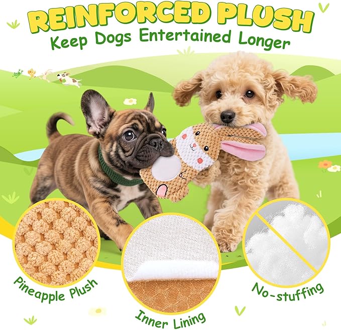 XIUGOAL Dog Toys to Keep Them Busy, 3 Pack No Stuffing Interactive Dog Toys with Crinkle, Squeaky Puppy Chew Toys for Small, Medium Breeds