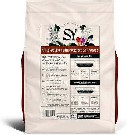 Sustainably Yours Natural Cat Litter, Mixed-Grain Formula, Exceptional Clumping & Odor Control, Virtually No Dust, Easy to Scoop, Corn & Cassava Plant-Based, Unscented, 10 lbs