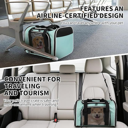 Carriers Soft-Sided Large Pet Carrier for Cats Dogs Small Animals Up to 25Lbs,Top Load Carrier,Ventilated Design,Portable Cat Carrier Airline Approved(X-Large,Green)