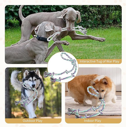 Dog Rope Toys for Large/Medium Aggressive Chewers, Tough Cotton Chew Toy, 3 Feet 5 Knots Indestructible, Tug of War Dog Pull Rope Teeth Cleaning (5 knot-19.5In)