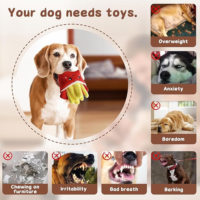 Squeaky Dog Toys to Keep Them Busy Squeaky Dog Toys with Soft Fabric, for Small, Medium, and Large Dogs for Daily Interaction, Companion Training 1Pcs (Fries)