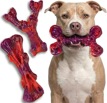 3-Pack Dog Chew Toys for Aggressive Chewers Medium & Large Breed (20-90 lbs), Indestructible Nylon Bones with Beef Flavor, Tough Dental Chews for Boredom & Anxiety, Long Lasting Doggy Gifts
