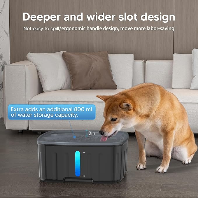 Dog Water Fountain Wireless,2.1GAL/8L Large Dog Water Fountain Battery Operated, Dog Fountain Water Bowl with Sensor,Wireless Smart Pump,Timer,BPA-Free,Ideal for Large Dogs,Multi-Pet Home