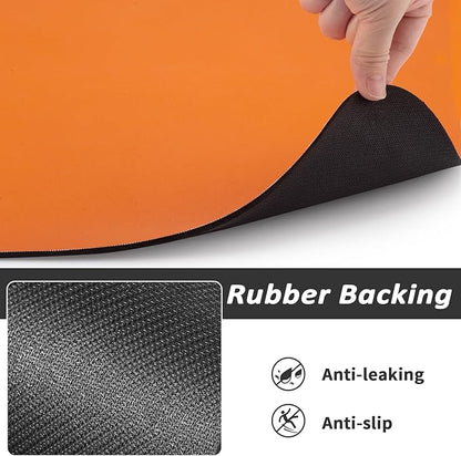 Dog Food Mat - Absorbent Cat Mat for Food and Water, No Stains Pet Feeding Bowl Mat, Easy to Clean Pet Placemats, Quick Dry Dog Water Dispenser Mat for Messy Drinkers | Orange 18"x34"