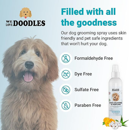 Dog Cologne & Perfume, Deodorizing, Long Lasting After Bath, Deodorant For Smelly Dogs, Pawfume For Pets, Odor Eliminator Spray Puppies, Fresh Cotton [We Love Doodles]