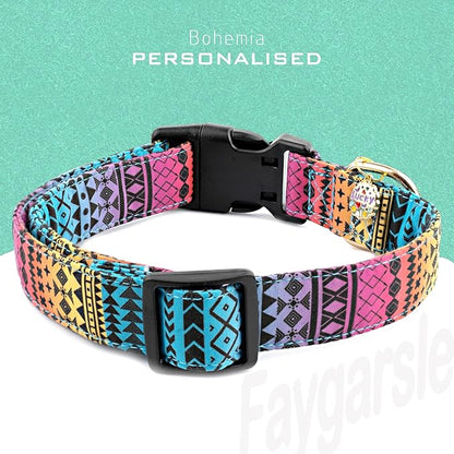 Faygarsle Bohemian Geometric Pattern Dog Collar for Small Medium Large Boys Girls Dogs L