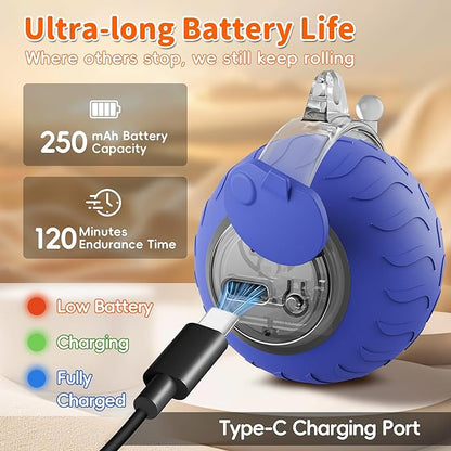 UPSKY Interactive Cat Toy Ball - Automatic Interactive Cat Toys for Indoor Cats, 3-Speed Modes Smart Kitten Toys with Sounds, Rechargeable Cat Ball for Bored Indoor Adult Cats (Blue)