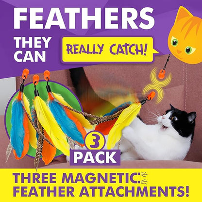 Cat Amazing Snatch Feathers Replacement Pack - 3 Magnetic Feather Attachments for The Snatch Magnetic Wand - Cat Toy Feathers – Cats Can Really Catch!