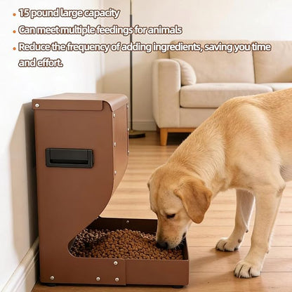 Galvanized Dog Feeders for Large Dogs, 15LBS Gravity Automatic Dog Feeder, Suitable for Indoor and Outdoor Use, Suitable for Medium Dogs,Cats,Poultry, and Pets