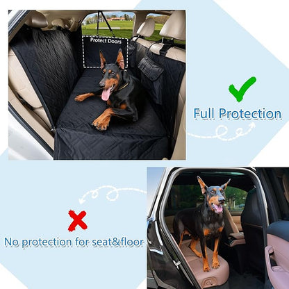 Soft-Brushed Back Seat Extender, Dog Car Seat Cover with Hard Bottom as a Hammock Bed for Pets Travel, Waterproof Nonslip Back Protector Fits for Cars & SUVs