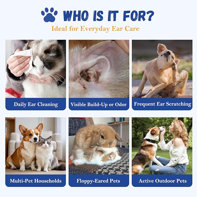 4 fl oz Dog Ear Cleaner Solution, Gentle Ear Wash for Dogs and Cats, Pet Ear Cleaner for Routine Ear Cleaning and Care, Ideal for Regular Pet Grooming Use