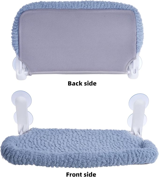 Cat Window Perch with Cushion Rim, Easy Install Bracket, Portable Wall Hammock for Indoor Cat, Light Blue