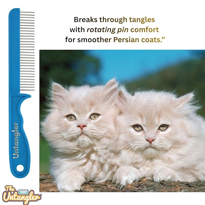 Super-Groom Combs with Smooth Rotating Teeth for Painless Mat Removal (Turquoise, 30 Fine Spaced-Teeth)