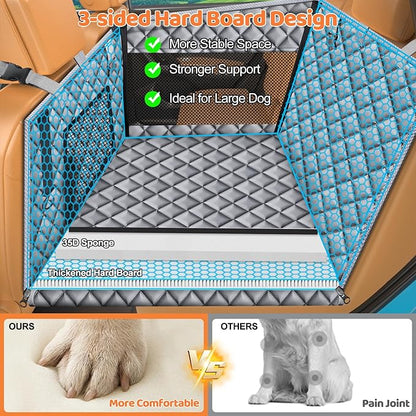 URPOWER Hard Bottom Dog Car Seat for Large Medium Dogs, Dog Back Seat Extender with 3-Sided Hard Boards, Waterproof Pet Backseat Cover Dogs Hammock for Large Cars, Trucks and SUVs, Holds up to 200 lbs