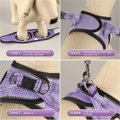 YIMEIS Dog Harness and Leash Set, No Pull Soft Mesh Pet Harness, Reflective Adjustable Puppy Vest for Small Medium Large Dogs, Cats (Taro Purple, Small (Pack of 1)