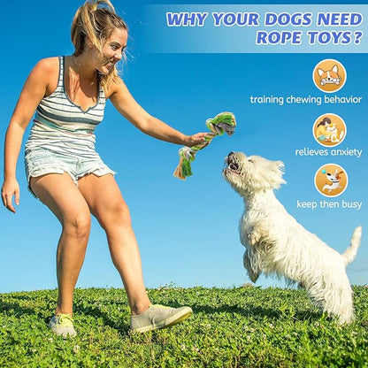 Pet Chew Rope Toy for Teething, Entertainment & Interaction, Knots Weave Cotton Rope, Biting Small Ball Tough Chew Toys for Dogs & Cats, 4 Pack