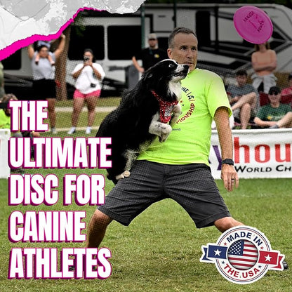 Hyperflite Macro Competition Standard Dog Disc 5" (28g) | Ultimate Flying Disc for Dogs | Official Skyhoundz Competition Disc for Play, Fetch & Pool Fun | Floats | Lightweight | Anti-Glare - Pink