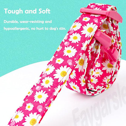 Faygarsle Cotton Dog Collar Cute Dog Collars for Small Medium Large Dogs Hot Pink Floral Colored Options Soft and Fancy Pet Collars for Girls Flower Pattern for Girl Dog Collar XS