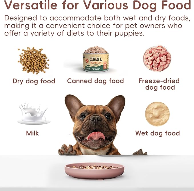 Slow Feeder Dog Bowls, Silicone Slow Feeder for Dogs & Puppies, Dog Puzzle Bowl with Suction Cups for Anxiety Relief, Slow Eating, Dishwasher Fit, for All Breed, Pink