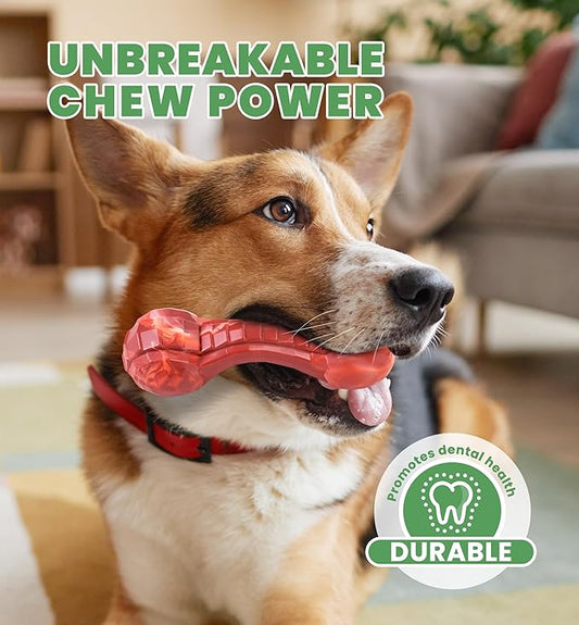 Durable Dog Chew Toy for Aggressive Chewers, Ultra Tough Dental Toy for Teeth Cleaning, Boredom Anxiety Relief, Long-Lasting Toy for All Dog Sizes & Teething Puppies, Keep Them Busy