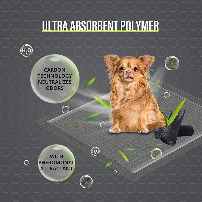 COCOYO Charcoal Dog Pee Pads Extra Large 35“x40”,Dog Training Pads Giant Size, Disposable Urine Bed Pads for Odor-Control, Training Liners for Housebreaking (30 Counts)