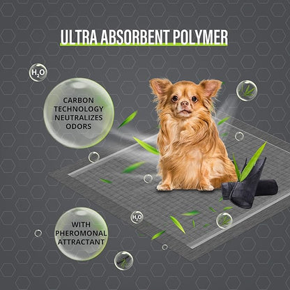 COCOYO Dog Training Pads 丨 Carbon Absorb Eliminating Urine Odor Doggie Training Pads 丨 Premium Charcoal Dog Pee Pads (100 Count, 22x22 inch),Gray