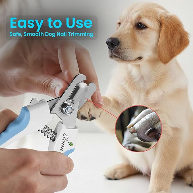 Dog Nail Clippers and Cat Nail Clipper Set with Light—Safe, Easy, and Precise Grooming Tool for Dogs, Cats, Puppies, and Small Pets (Red)