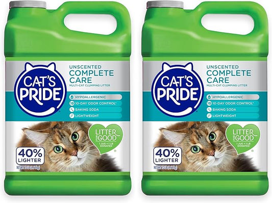 Cat's Pride Premium Lightweight Clumping Litter: Complete Care - Up to 10 Days of Powerful Odor Control - Hypoallergenic - Multi-Cat, Unscented, 10 Pounds (Pack of 2)