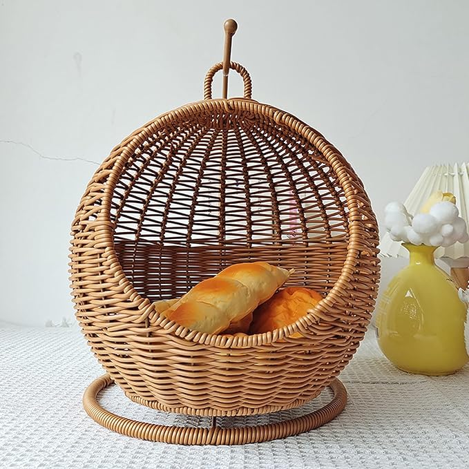 Imitation Woven Rattan Cats Hammock Bed for Cats Resting Indoor Sleep Bed Hammock Sleep for Small Small Space