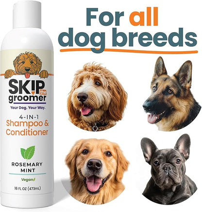 Dog Shampoo & Conditioner for All Breeds – Goldendoodles, Poodles & Doodles – 4-in-1 Reset for Bath Days – Deep Clean, Condition, Detangle & Moisturize Curly Coats – 16 oz