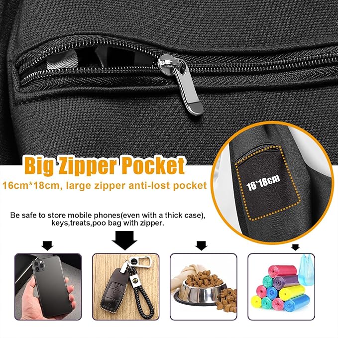 Tomkas Small Dog Cat Sling Carrier Puppy Purse Travel Wrap Soft Crossbody Pet Bag (Black, M - Zip Pocket & Classic Strap)