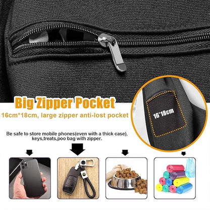 Tomkas Small Dog Cat Sling Carrier Puppy Purse Travel Wrap Soft Crossbody Pet Bag (Black, M - Zip Pocket & Classic Strap)