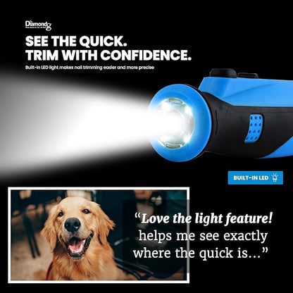 Diamondg Cordless Dog Nail Grinder with Quiet Sound & LED Tip for Large & Small Dogs, 4hrs. Runtime - Electric Dog Nail Trimmer, Heavy Duty Rotary Tool Alternative to Toenail Clippers & Filers