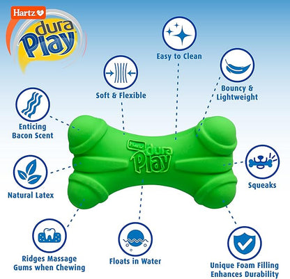 HARTZ Dura Play Soft Dog Bone Toy, Assorted Colors, 1 Ea, for Medium breeds
