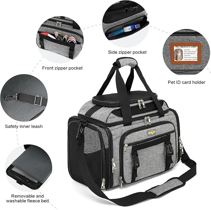 18x11x11 Small Cat/Dog/Pet Carrier – Airline Approved, Collapsible with Expandable Top and Sides. Soft-Sided Travel Puppy Carry Bag, Small Animal Rabbit Kennel Carrying Case, Kitten Mesh Cage
