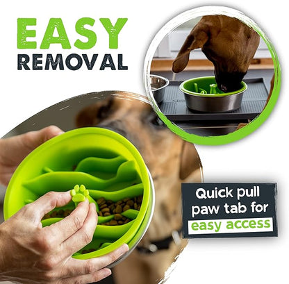 Mighty Paw Slow Feeder Dog Bowls | Interactive Dog Bow Insert - Silicone Puzzle Feeder Insert - Medium for All Sized Breeds (7" x 2")