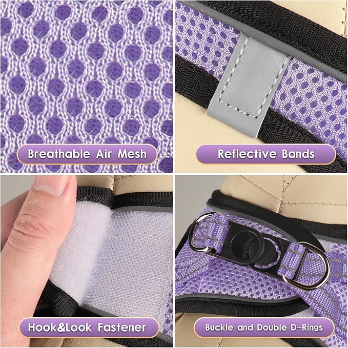 YIMEIS Dog Harness and Leash Set, No Pull Soft Mesh Pet Harness, Reflective Adjustable Puppy Vest for Small Medium Large Dogs, Cats (Taro Purple, Medium (Pack of 1)