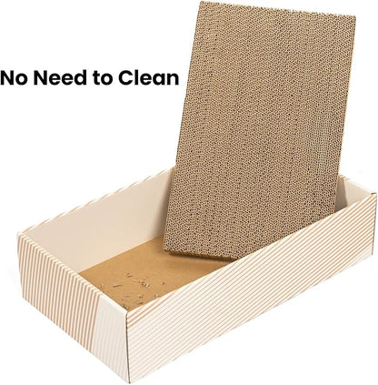 Cat Scratcher Box with 4 Scratching Pads&2 Separate Cardboard Boxes,2-in-1 Cardboard Cat Scratch for Multiple Kitten Interactive Play,Birthdays Holiday Toys Gift,Gradient-Ball Toy